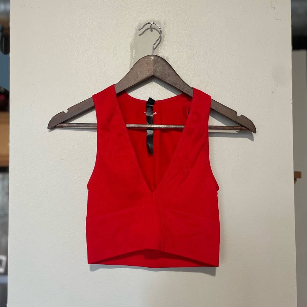 Cropped Red V-Neck